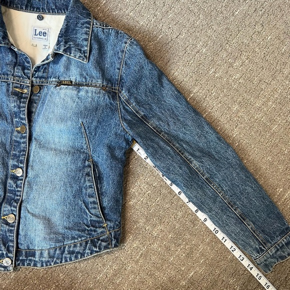 Y2K Vintage Lee Jean Jacket Lined Button Front Size Large - Picture 3 of 7